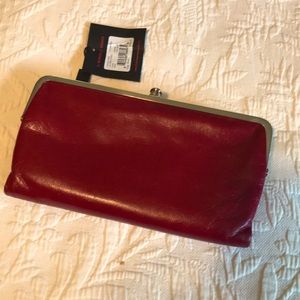 Hobo red leather clutch.